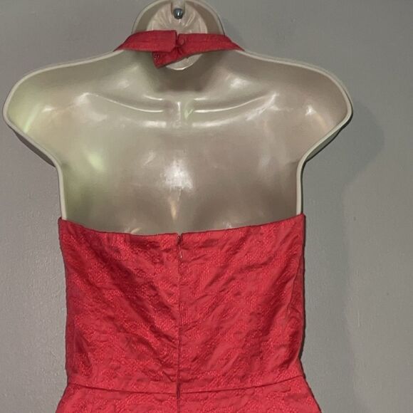 AnnTaylor 100% cotton jacquard marked damask halter dress - Picture 8 of 8